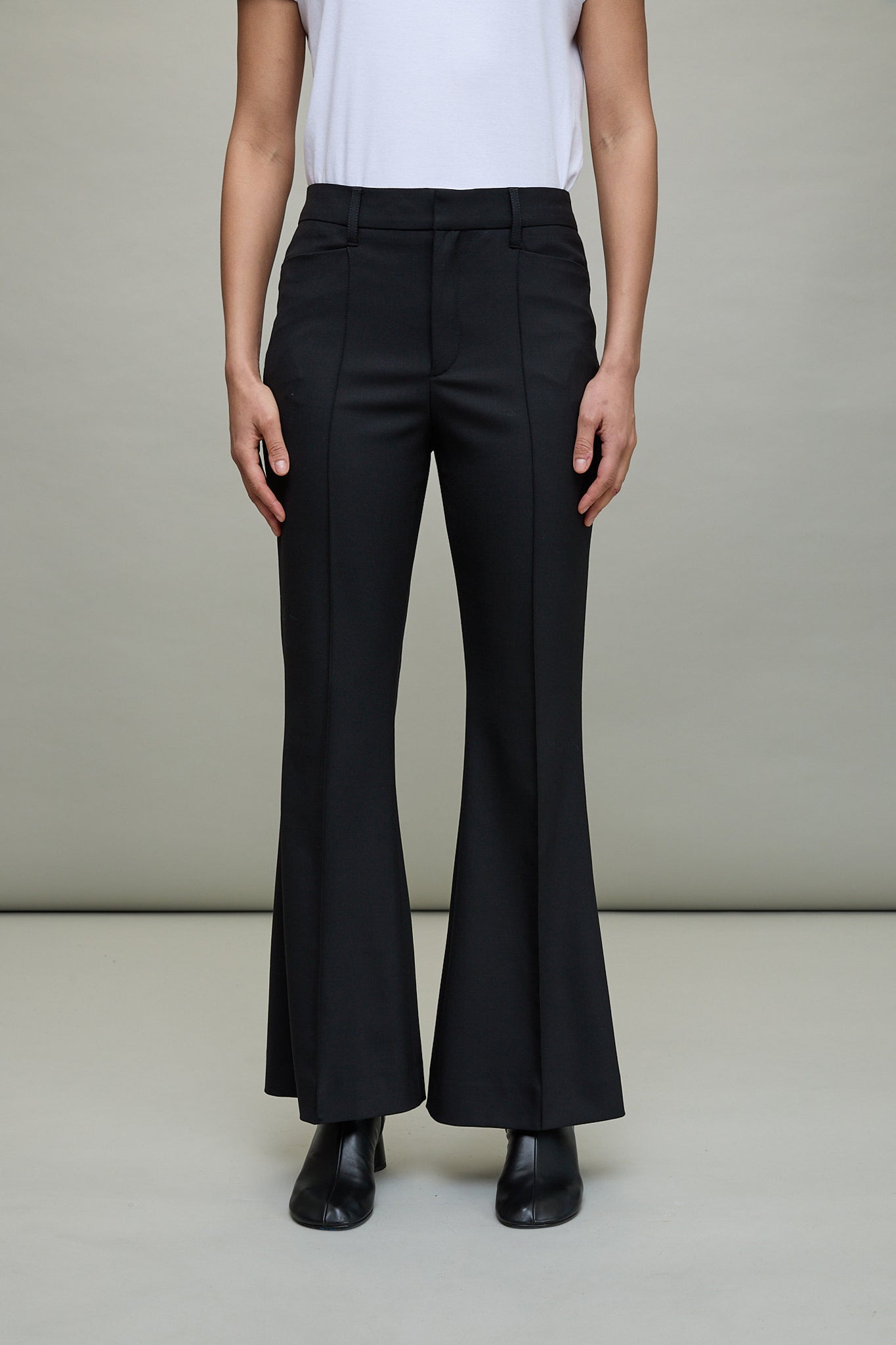 Mid Rise Flare Pants in Black