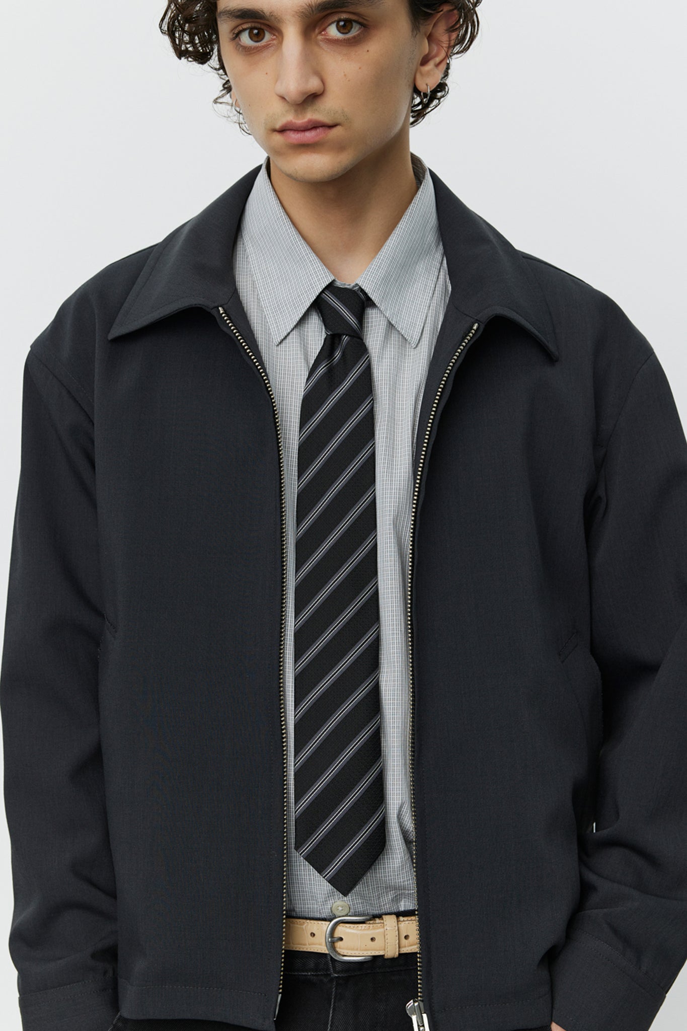 Banquet Tie in Black Stripe