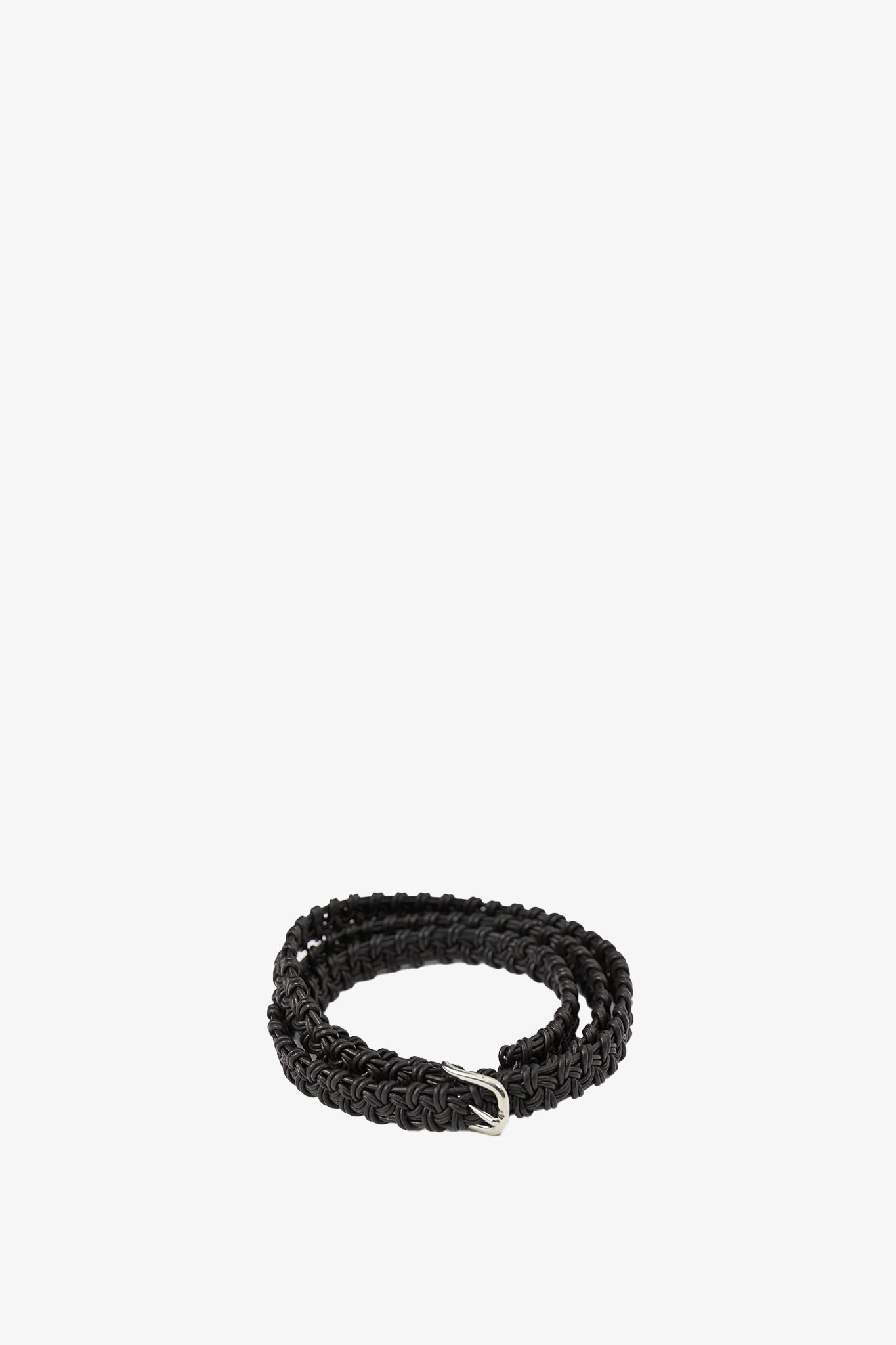 Braided Leather Belt in Black