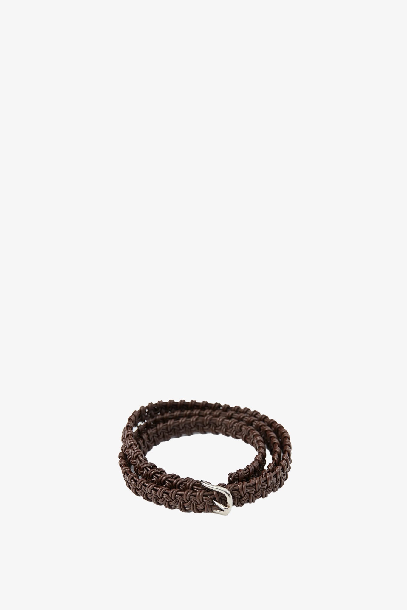 Braided Leather Belt in Chocolate Brown