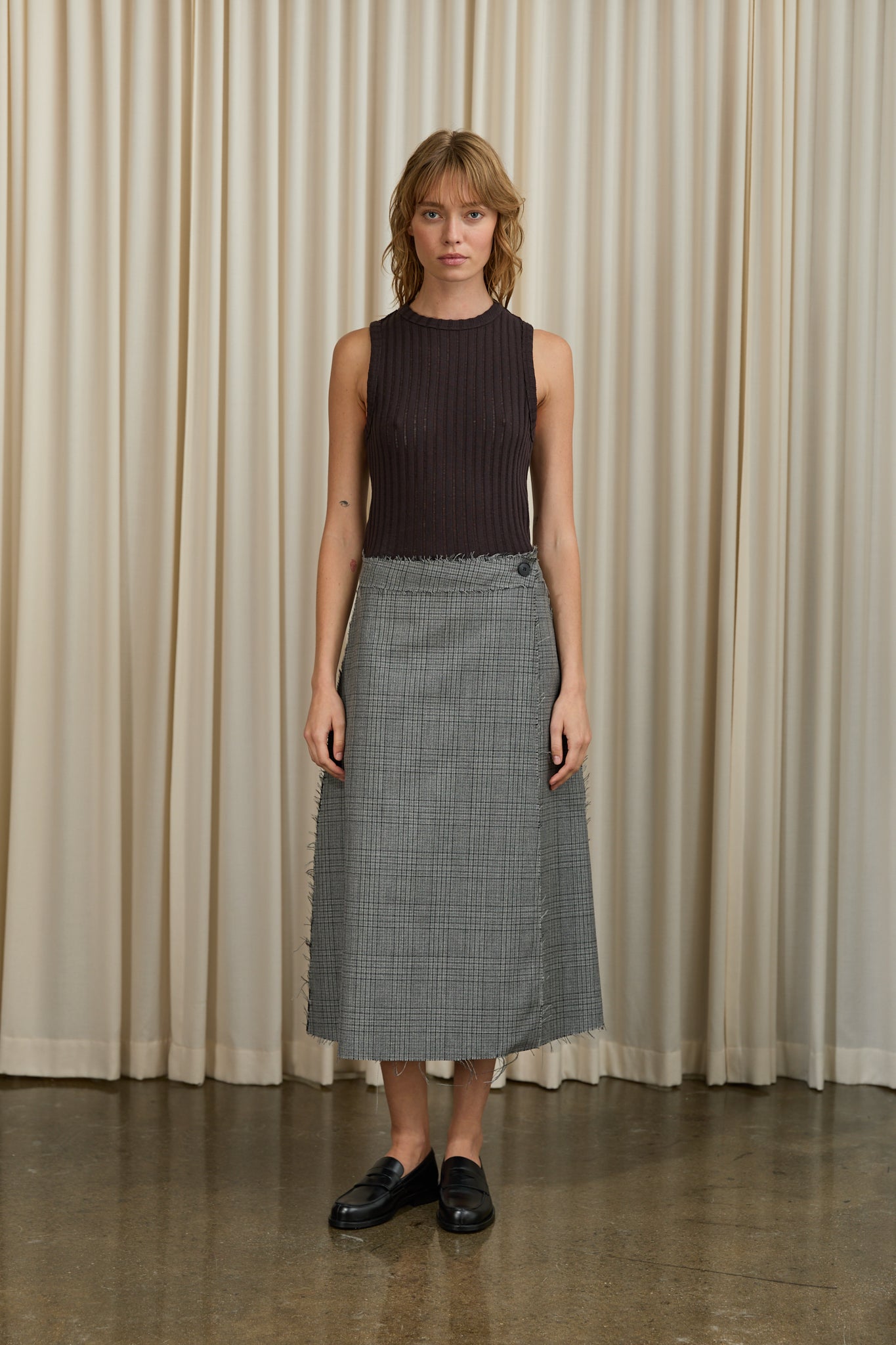 Heavy Wool Wrap Skirt in Grey