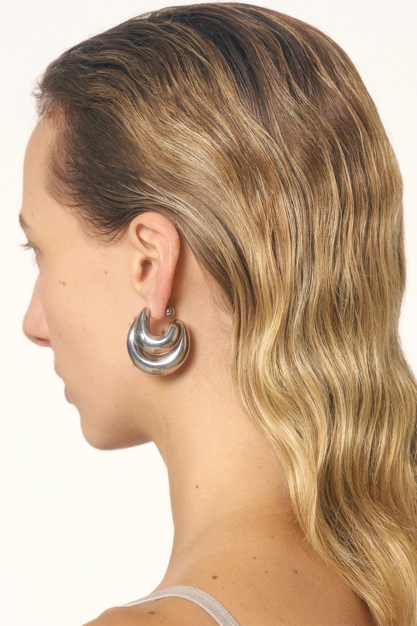 Double Blow Up Earrings in Silver