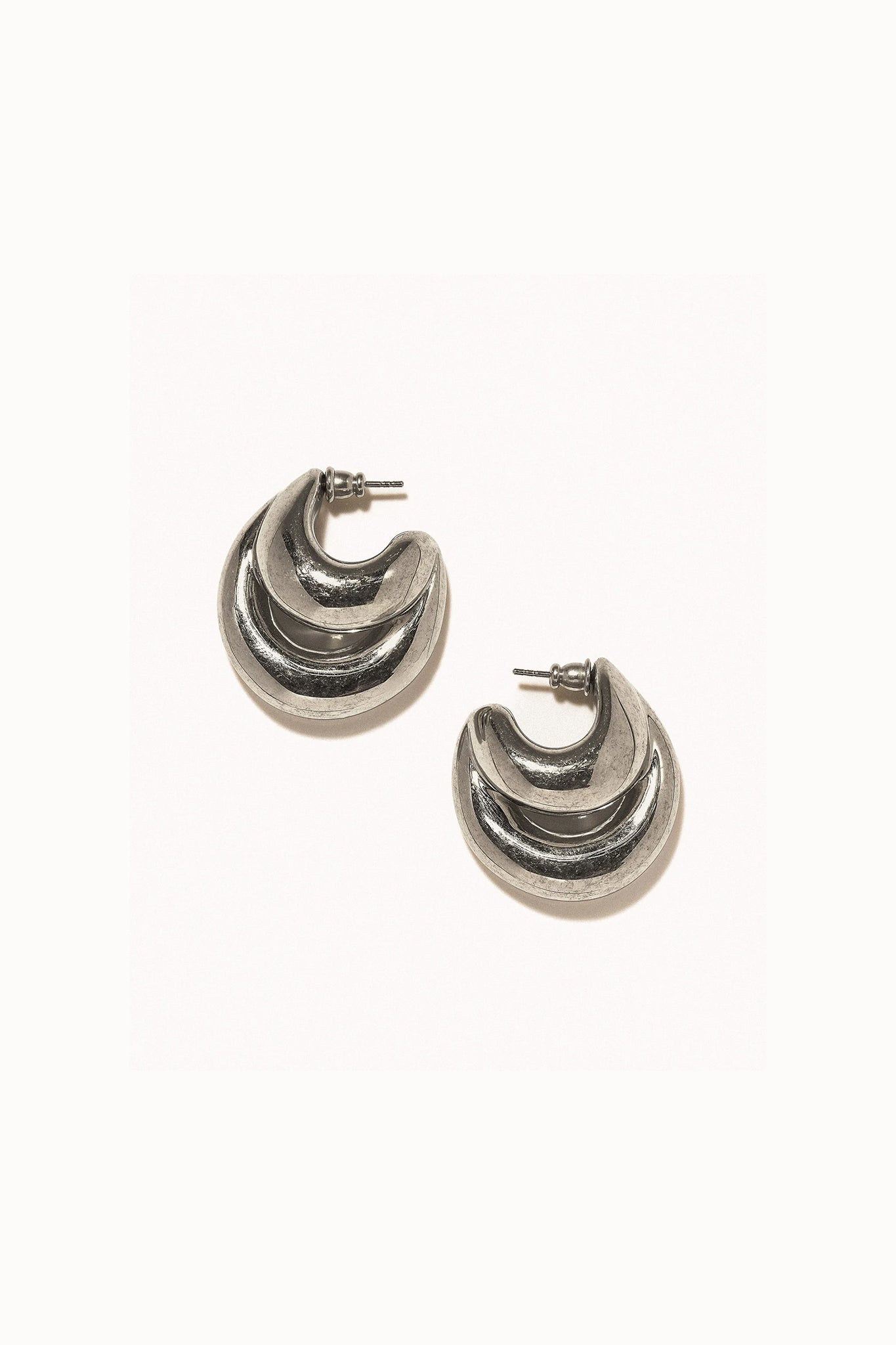 Double Blow Up Earrings in Silver