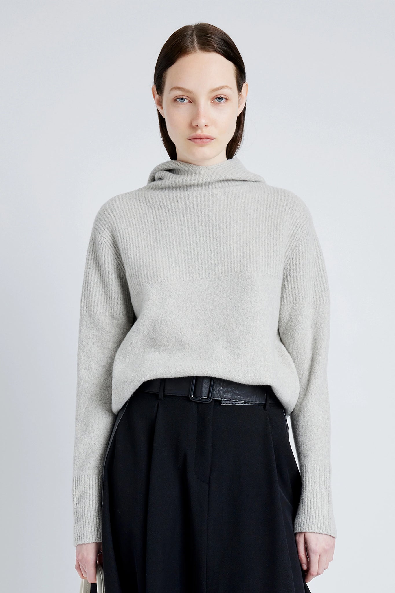 Greta Sweater in Lofty Eco Cashmere Light Grey Melange
