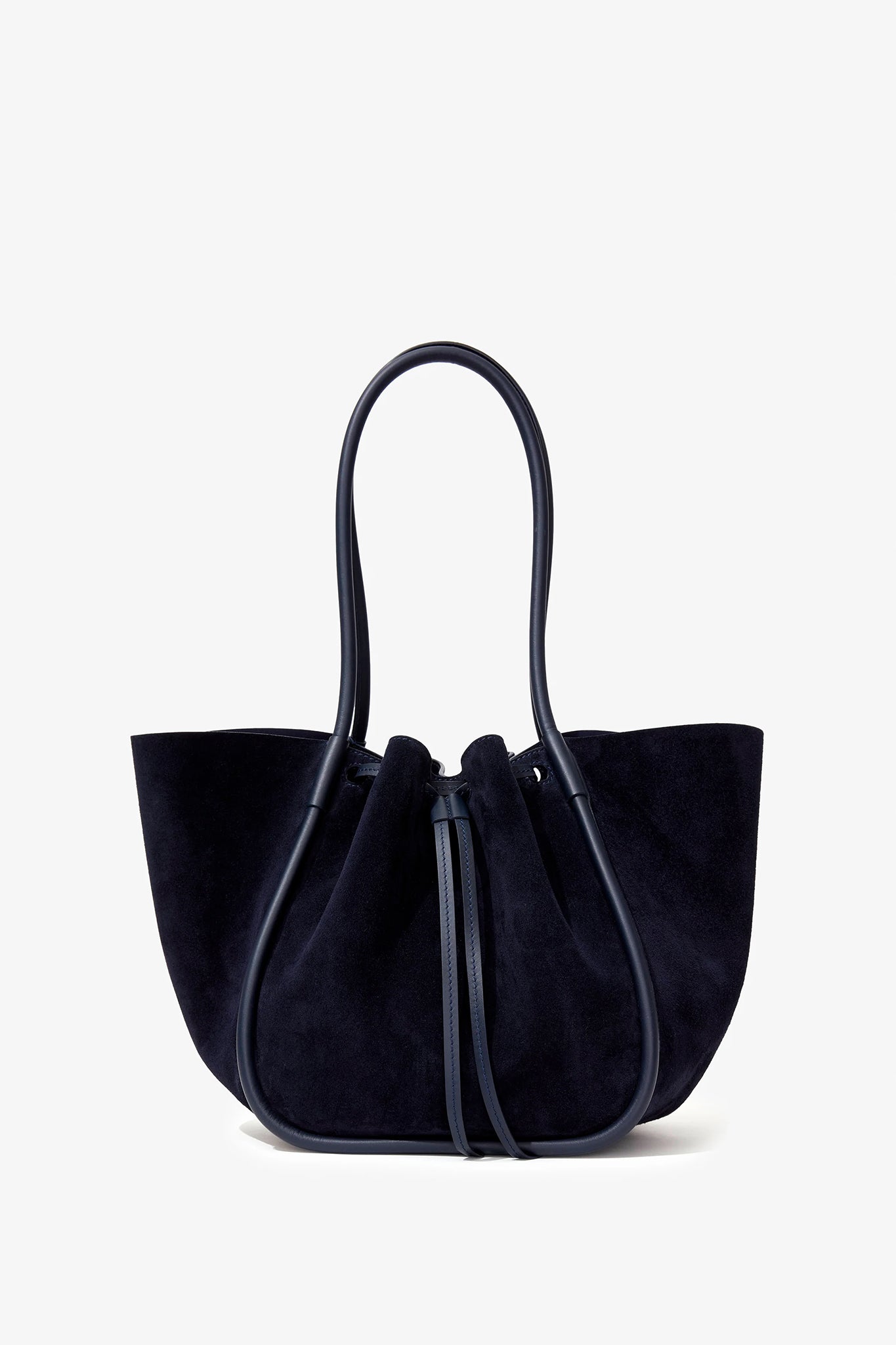 Large Ruched Tote in Soft Suede