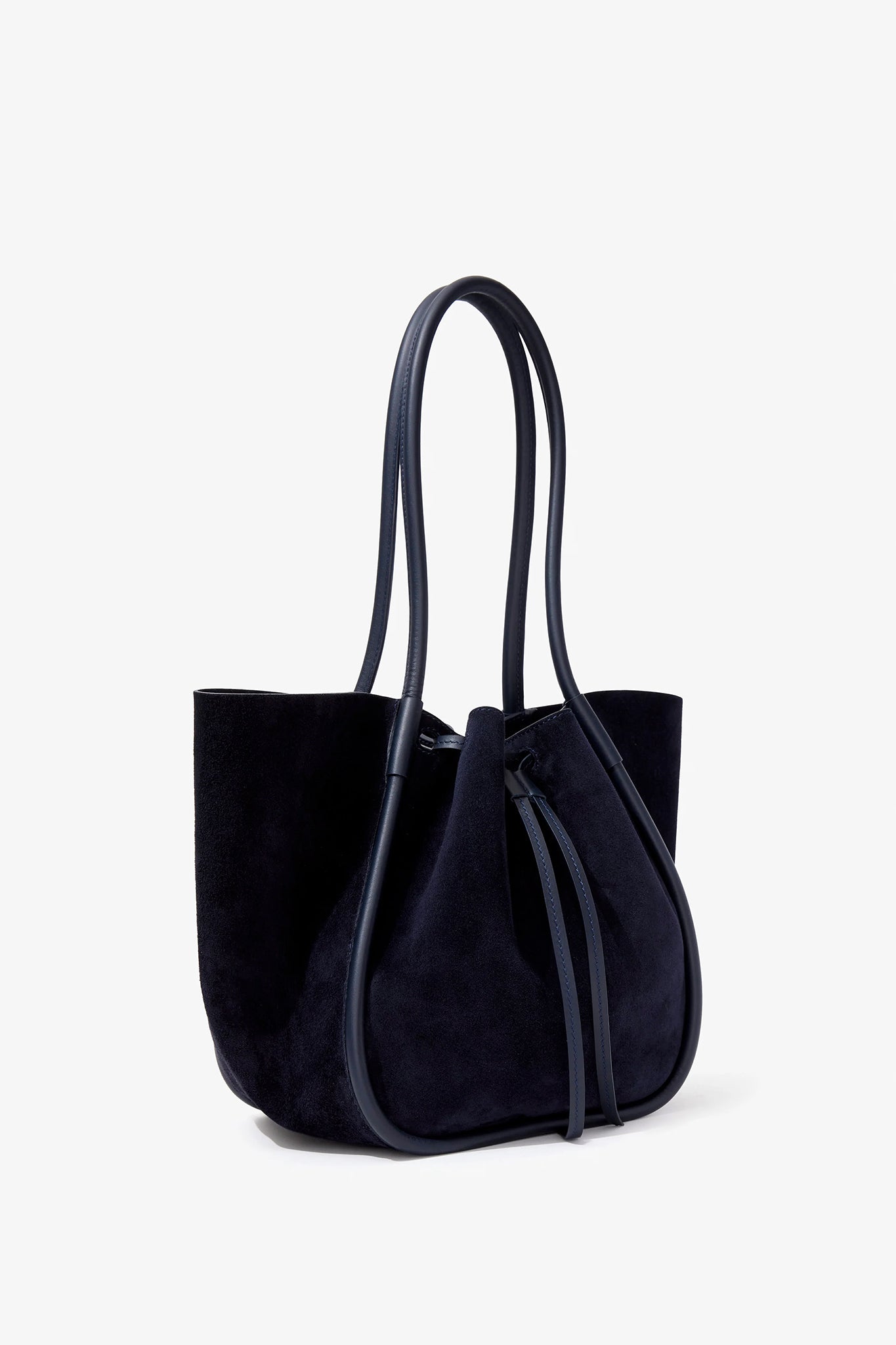 Large Ruched Tote in Soft Suede