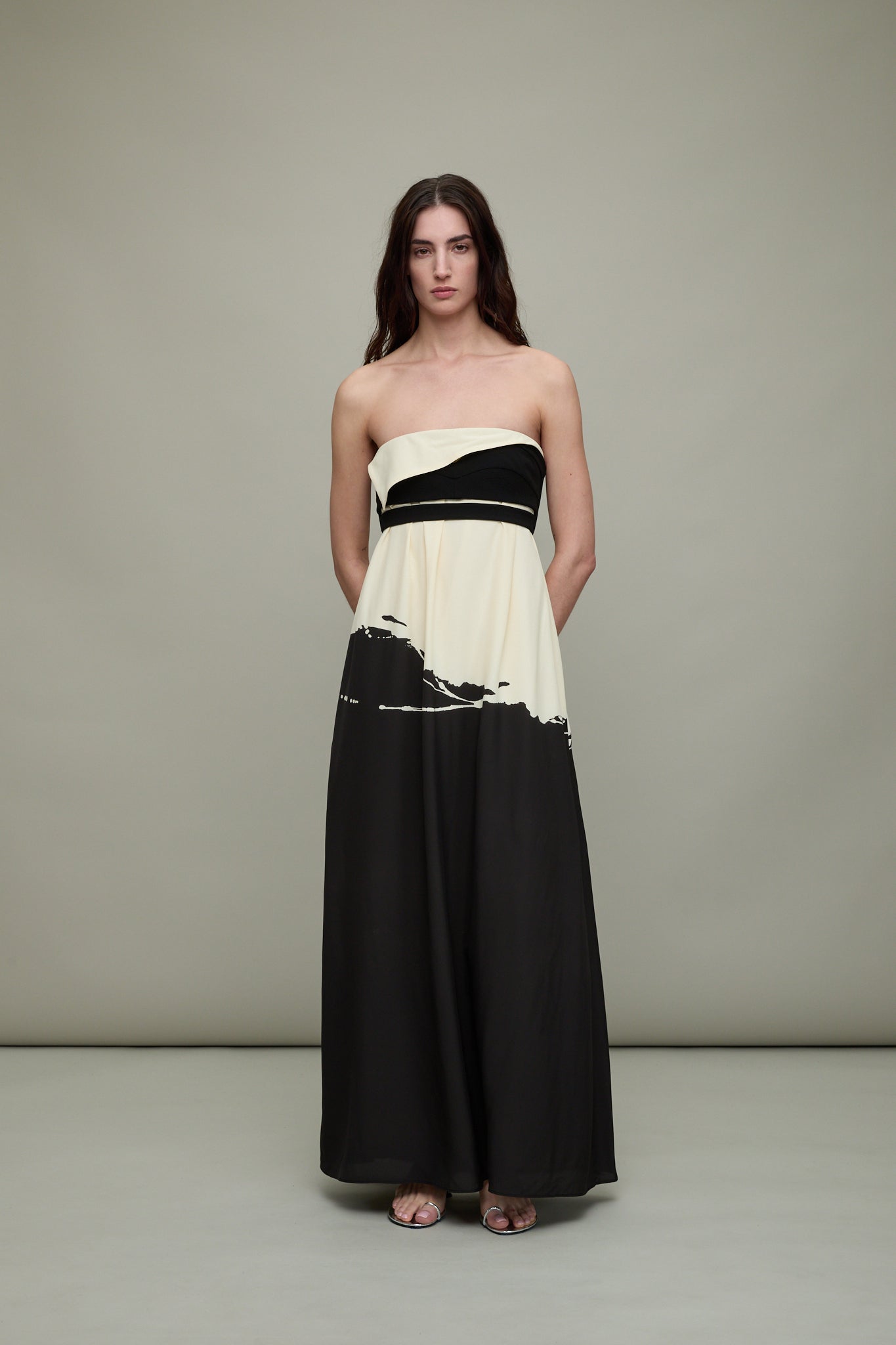 Ophelia Dress in Black Printed Marocaine