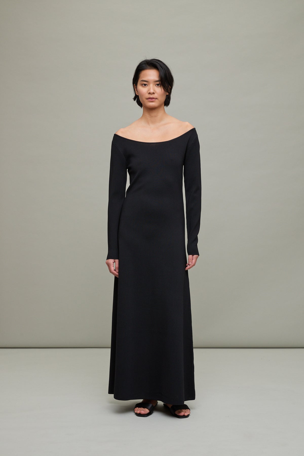 off shoulder black knit dress Rohe Knitted in off shoulder black dress