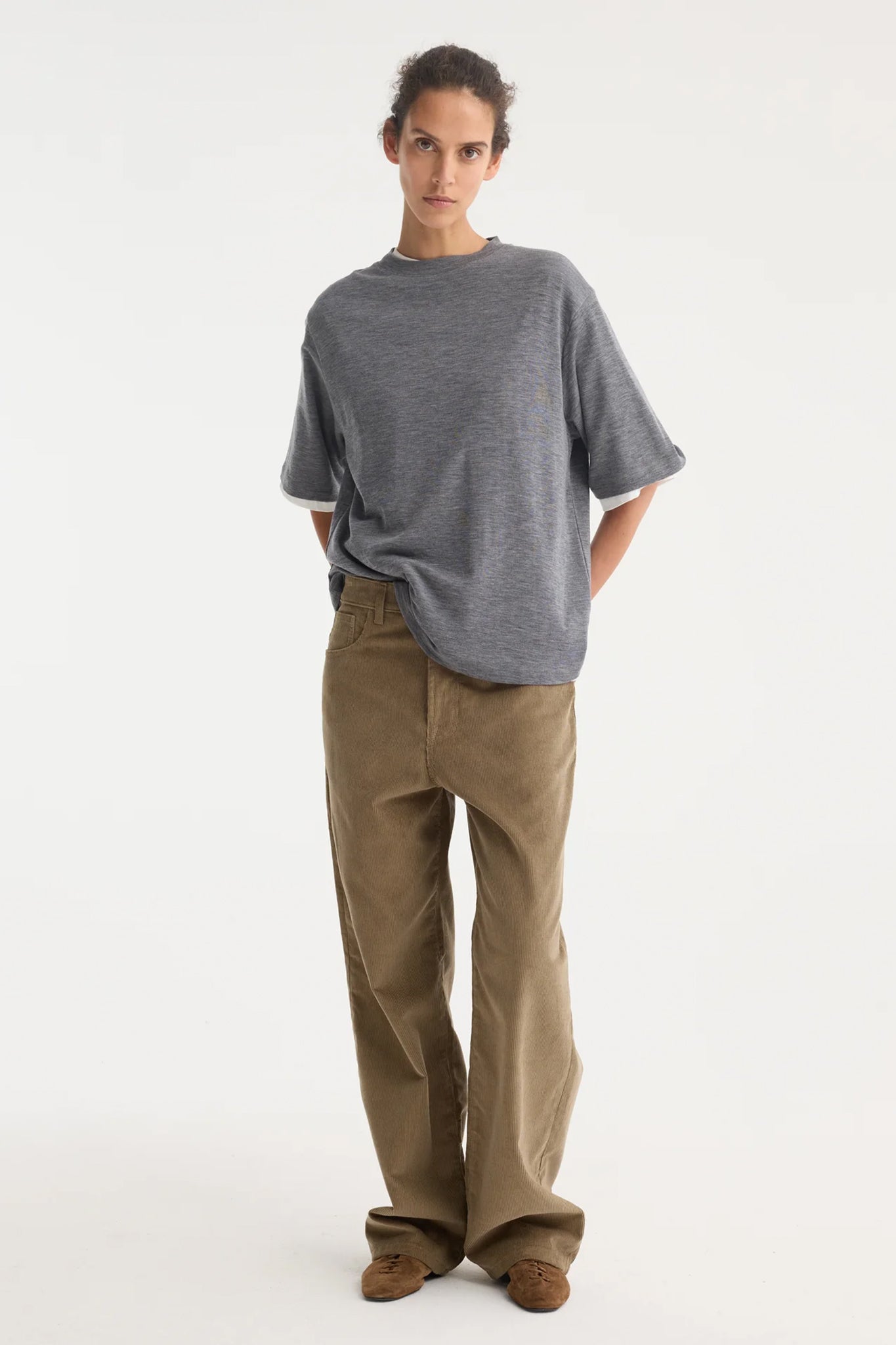 Relaxed Corduroy Trousers in Green