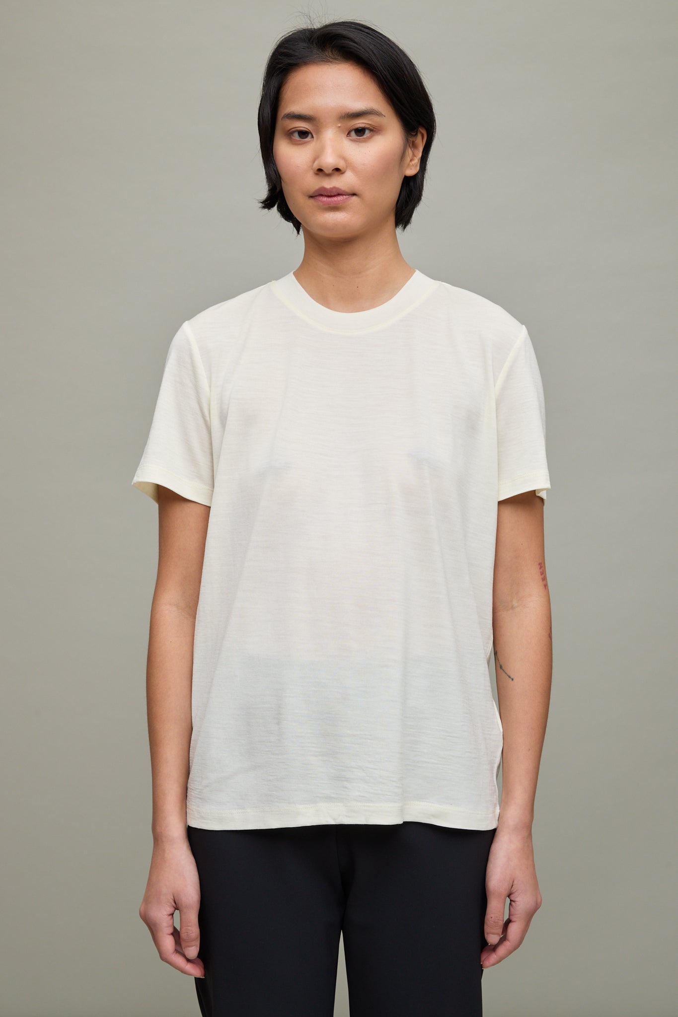 Relaxed Wool T-Shirt In Off-White