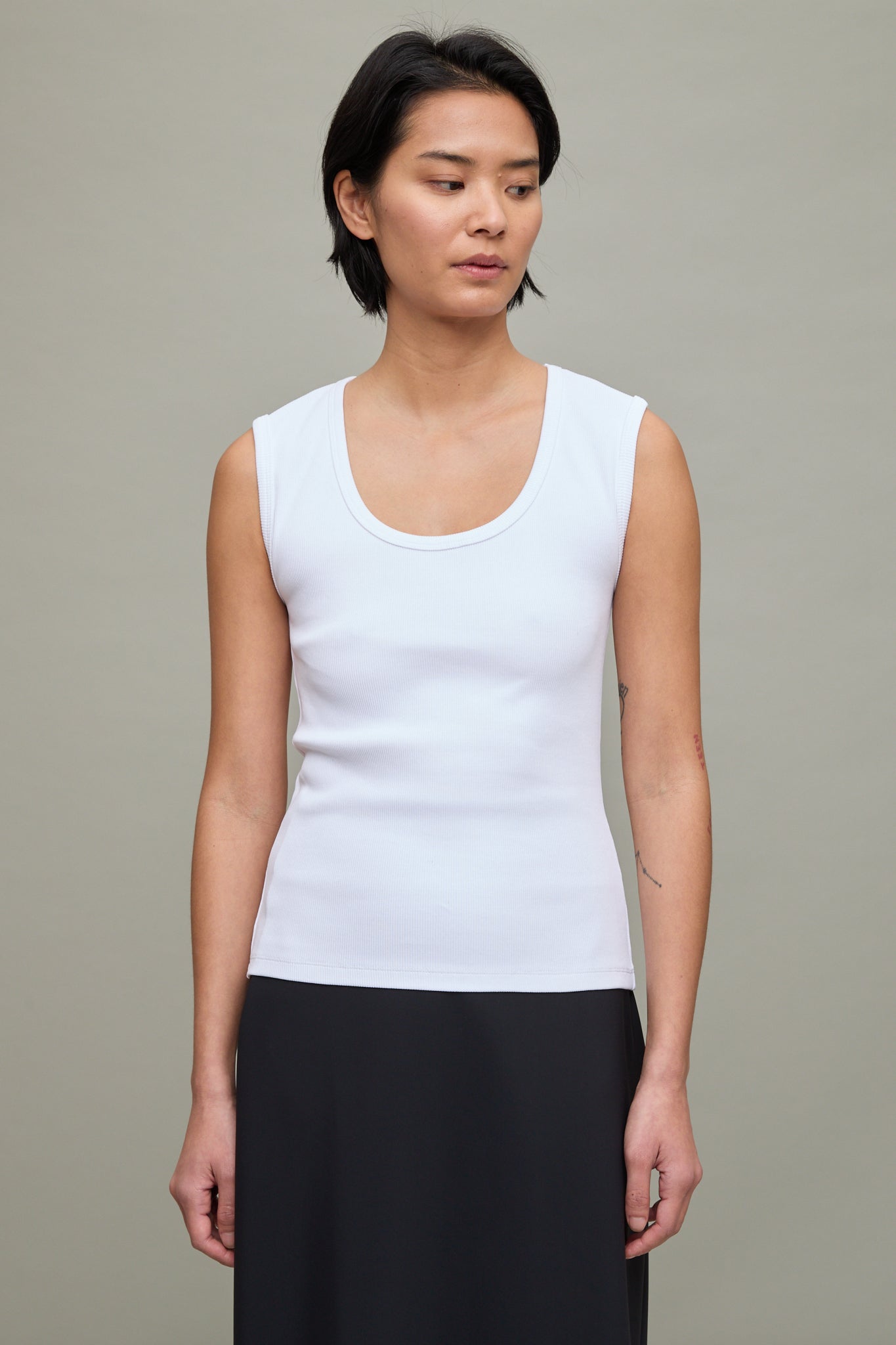 Rib Tank Top in White