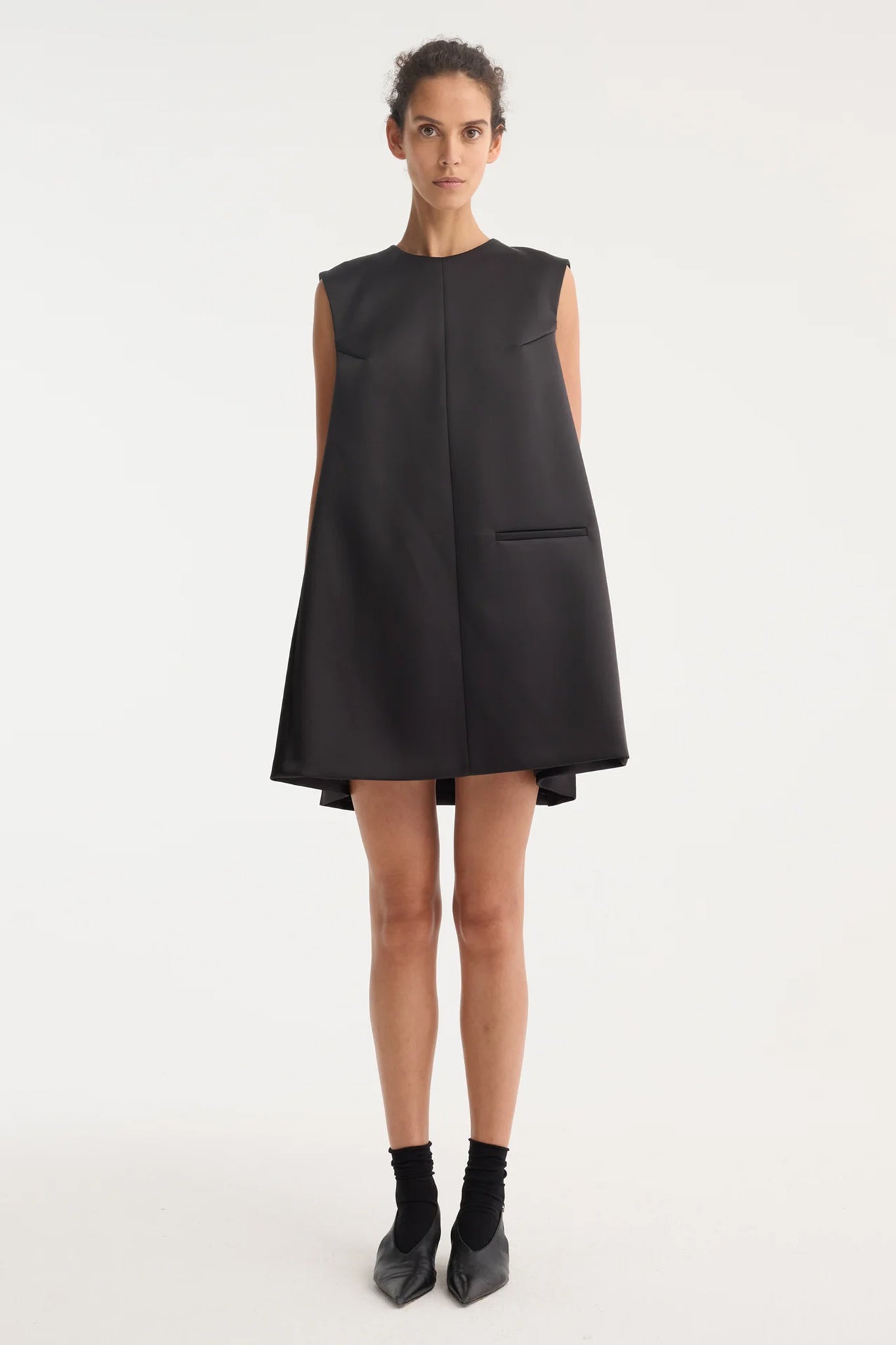 Sculptural Cape Dress in Black