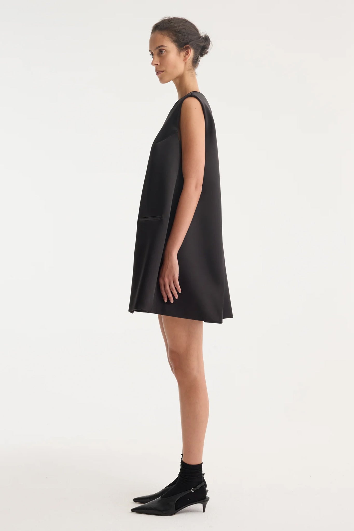 Sculptural Cape Dress in Black