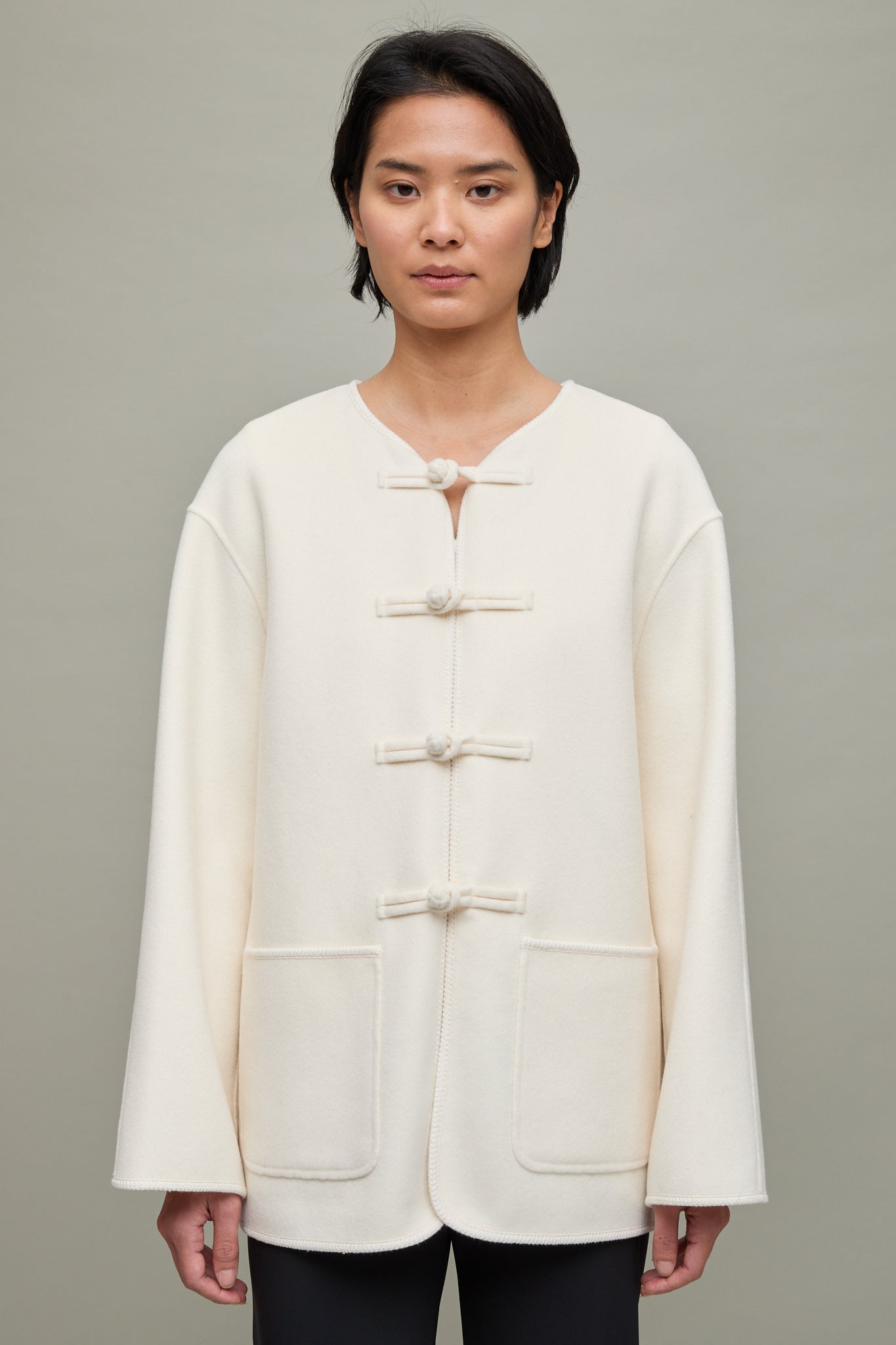 Traditional Double-Faced Jacket in Off-White