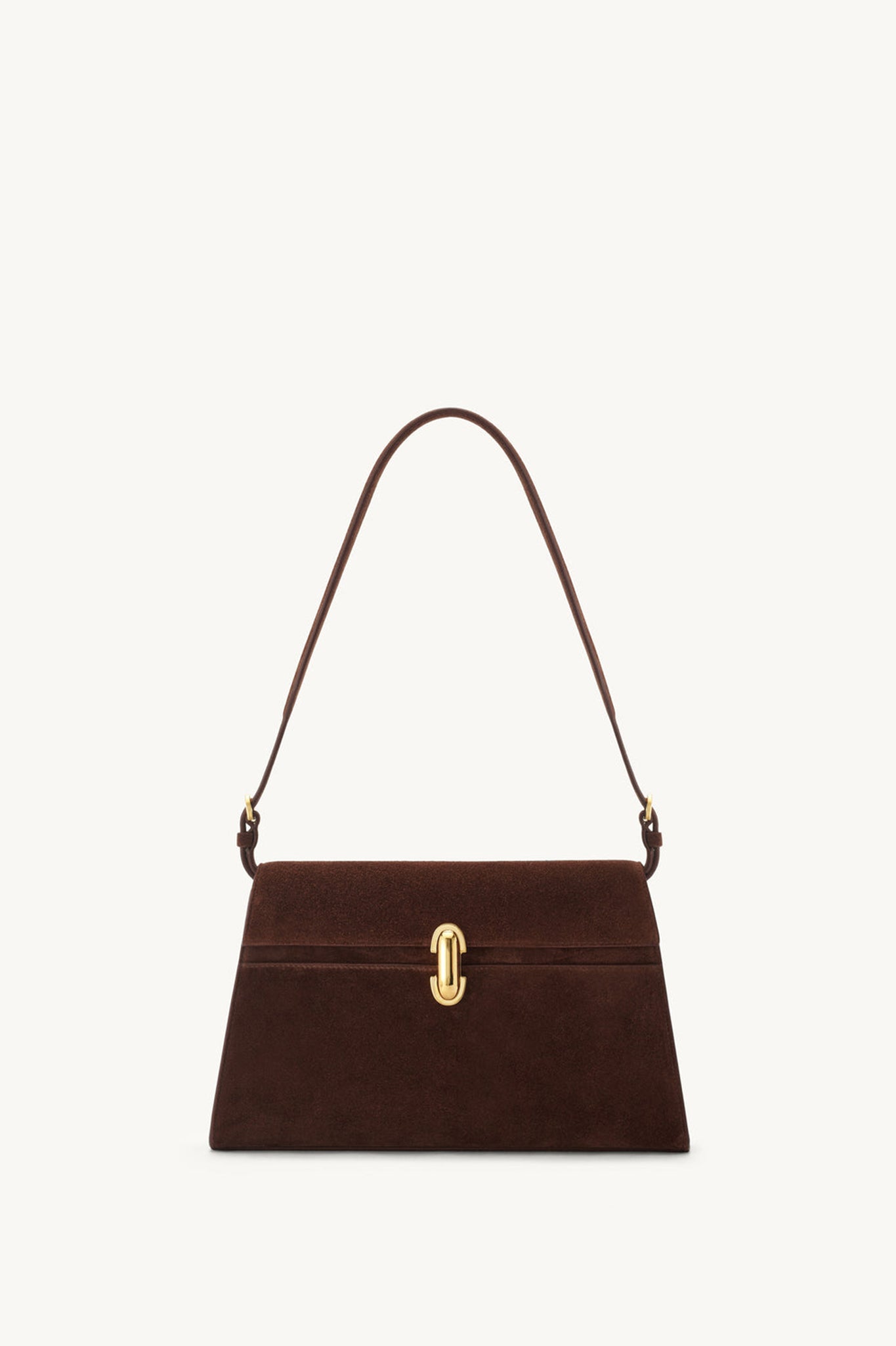 Symmetry Shoulder Bag in Brown Suede