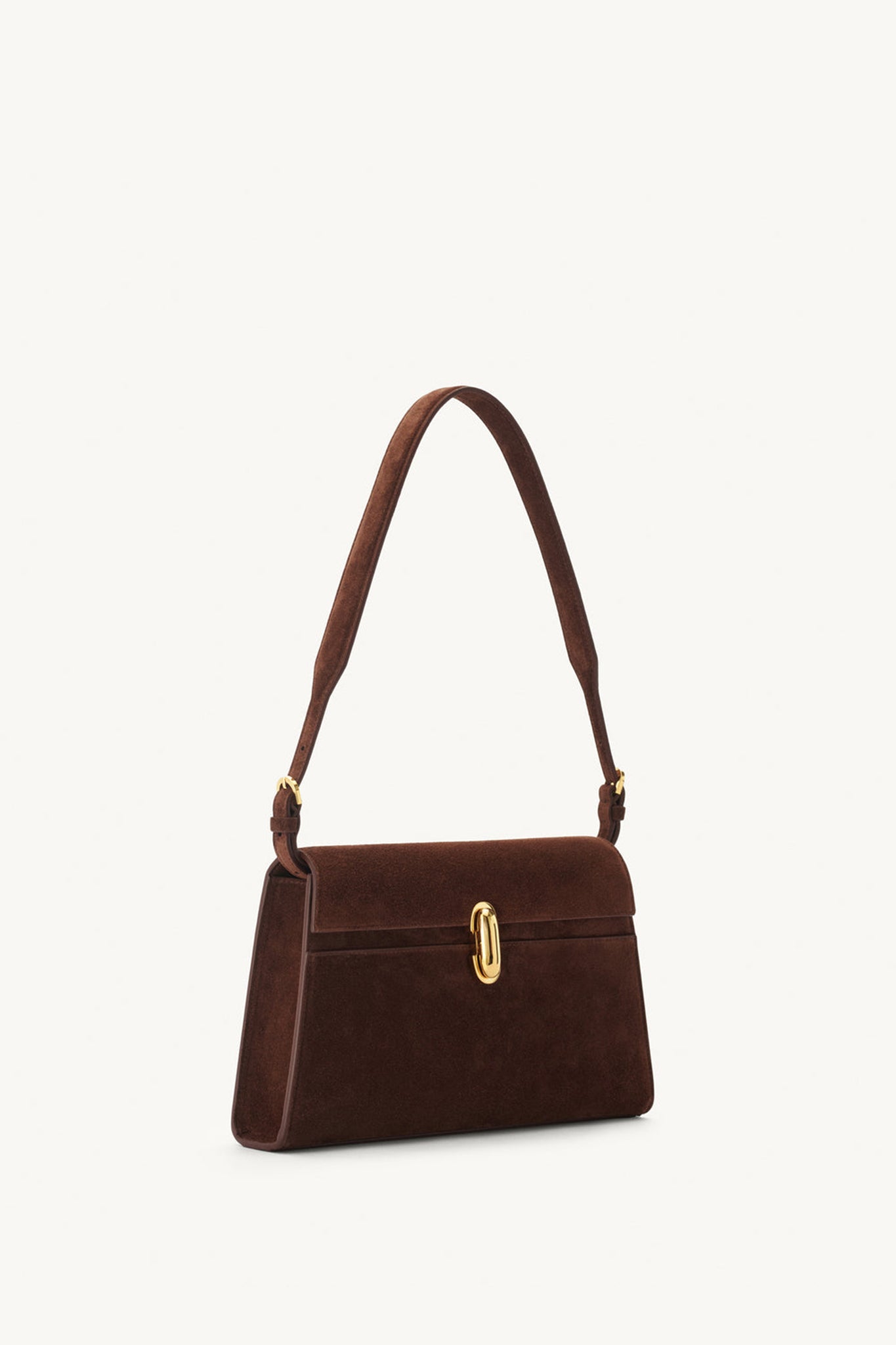 Symmetry Shoulder Bag in Brown Suede