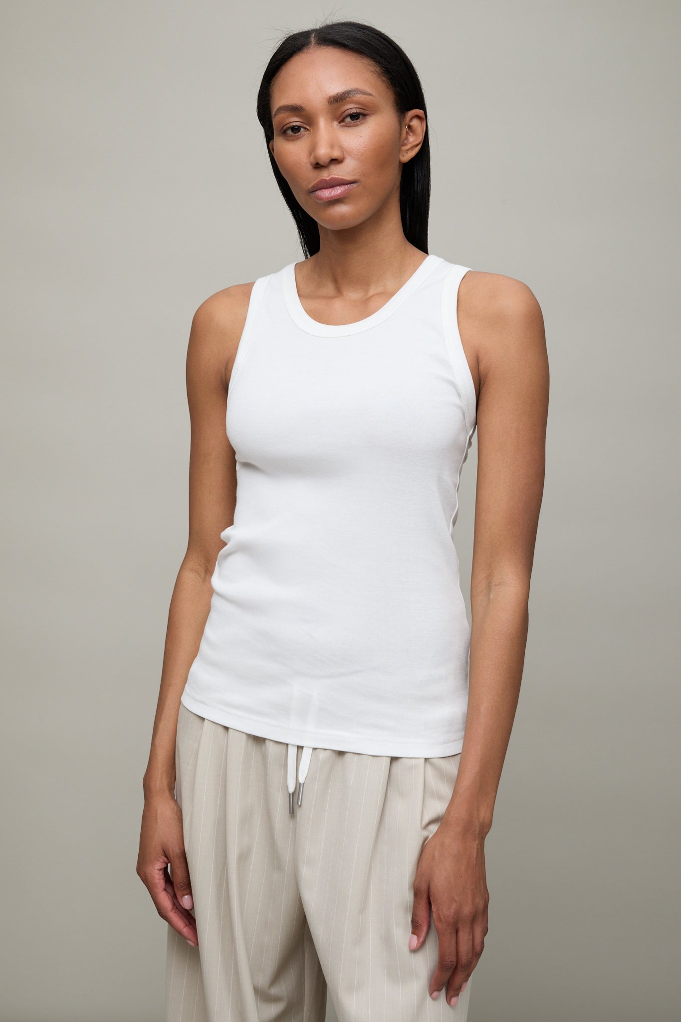 Organic Cotton Singlet Tank Top in White