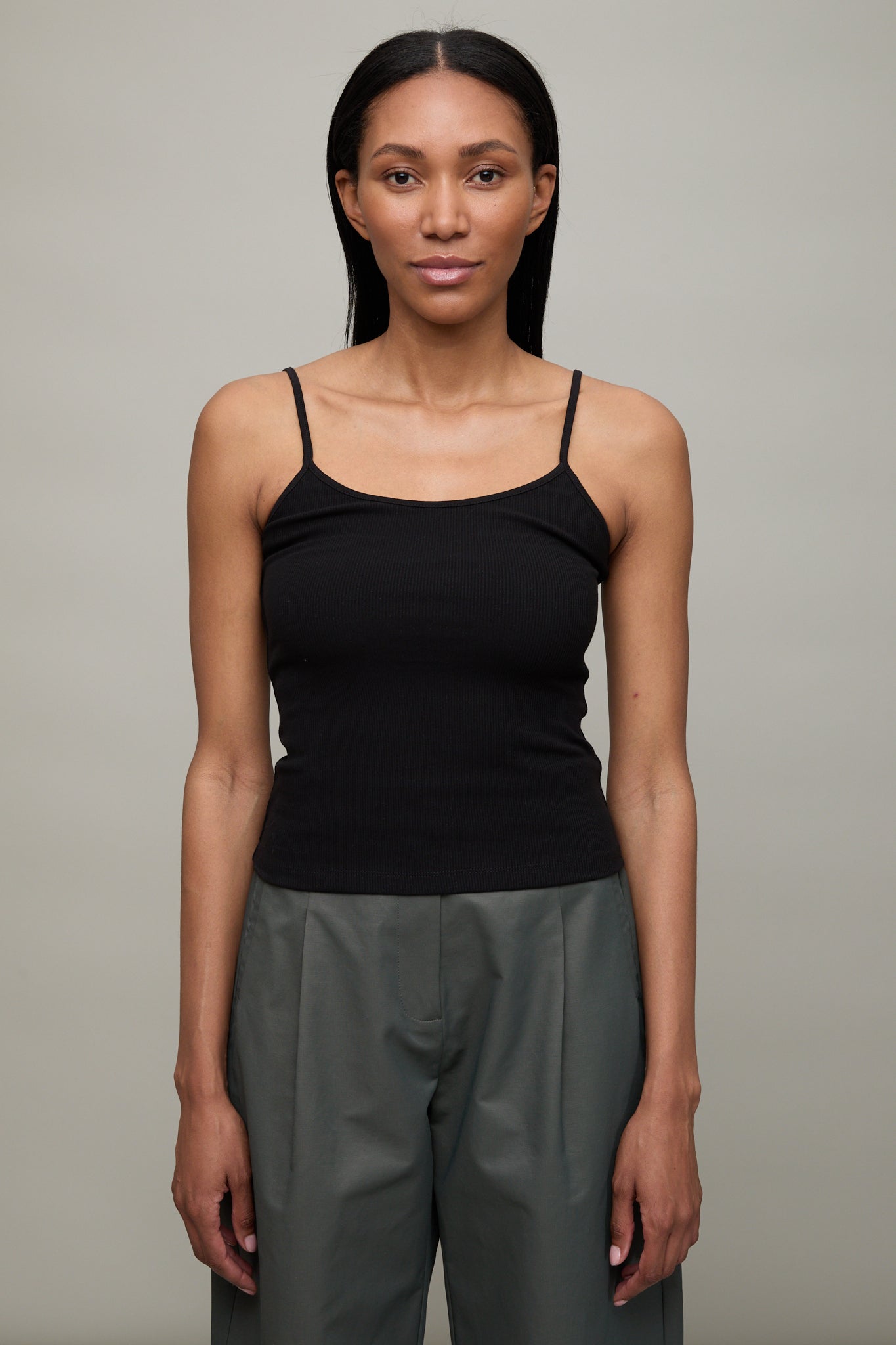 Rib Cami in Black