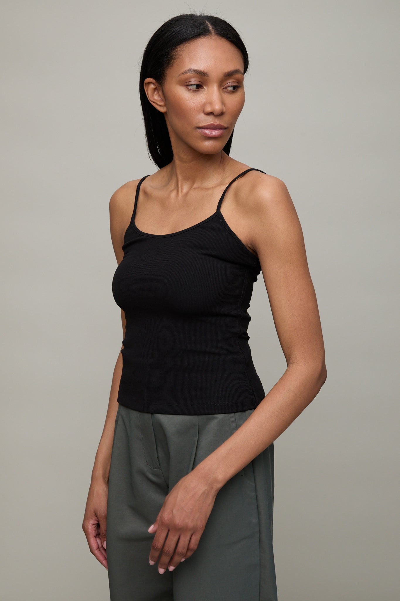 Rib Cami in Black