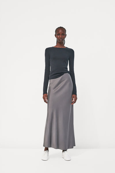 スカート musinsastandardwoman Women's CP Maxi Skirt Dark Grey MWDKS10 St_Agni_Soft_Silk_Skirt_Pewter