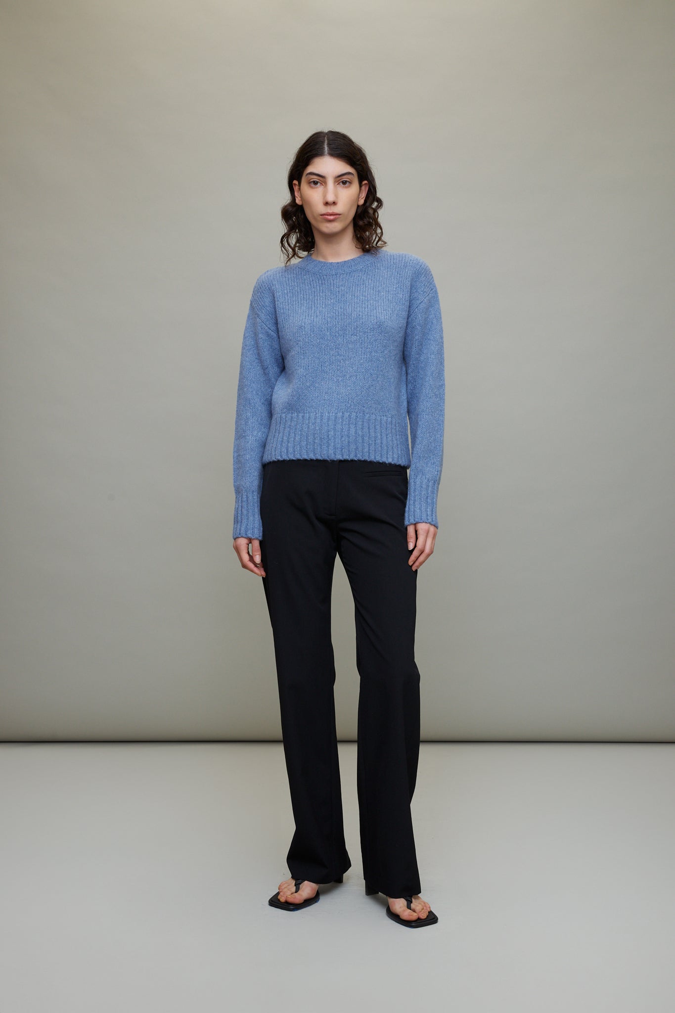 Wool Cashmere Blend Sweater in Soft Blue