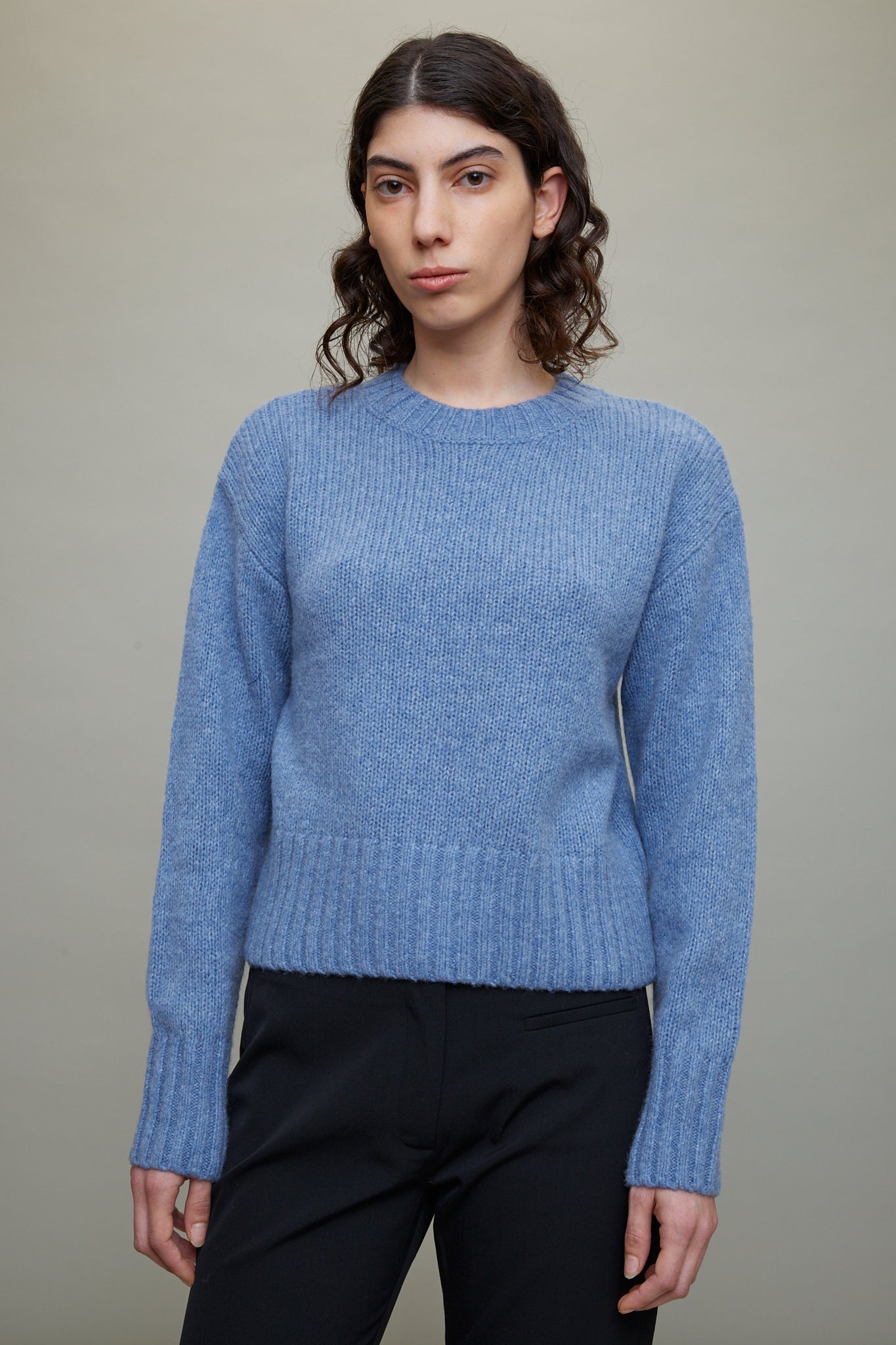 Wool Cashmere Blend Sweater in Soft Blue