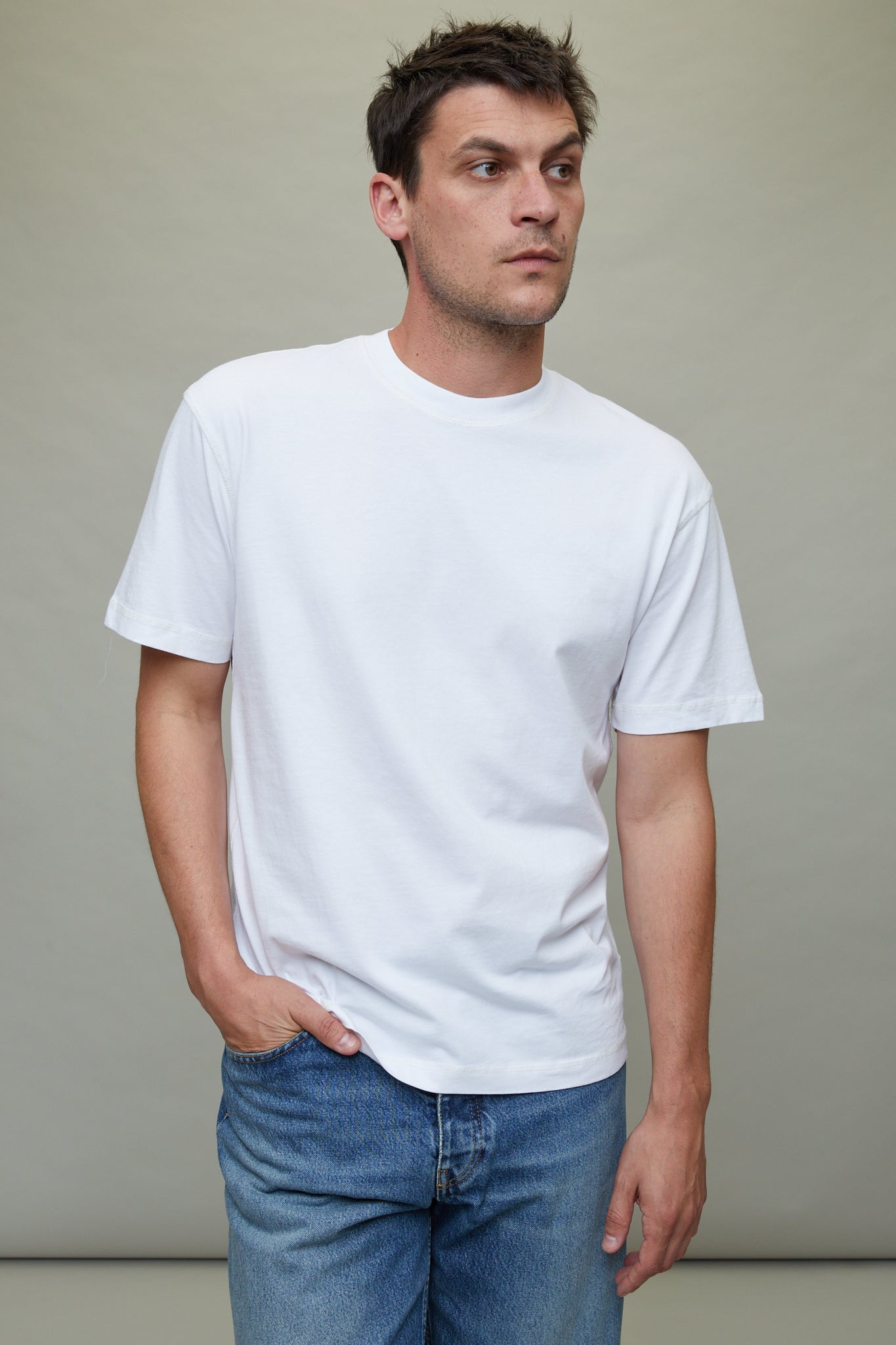 Contrast Tee in White