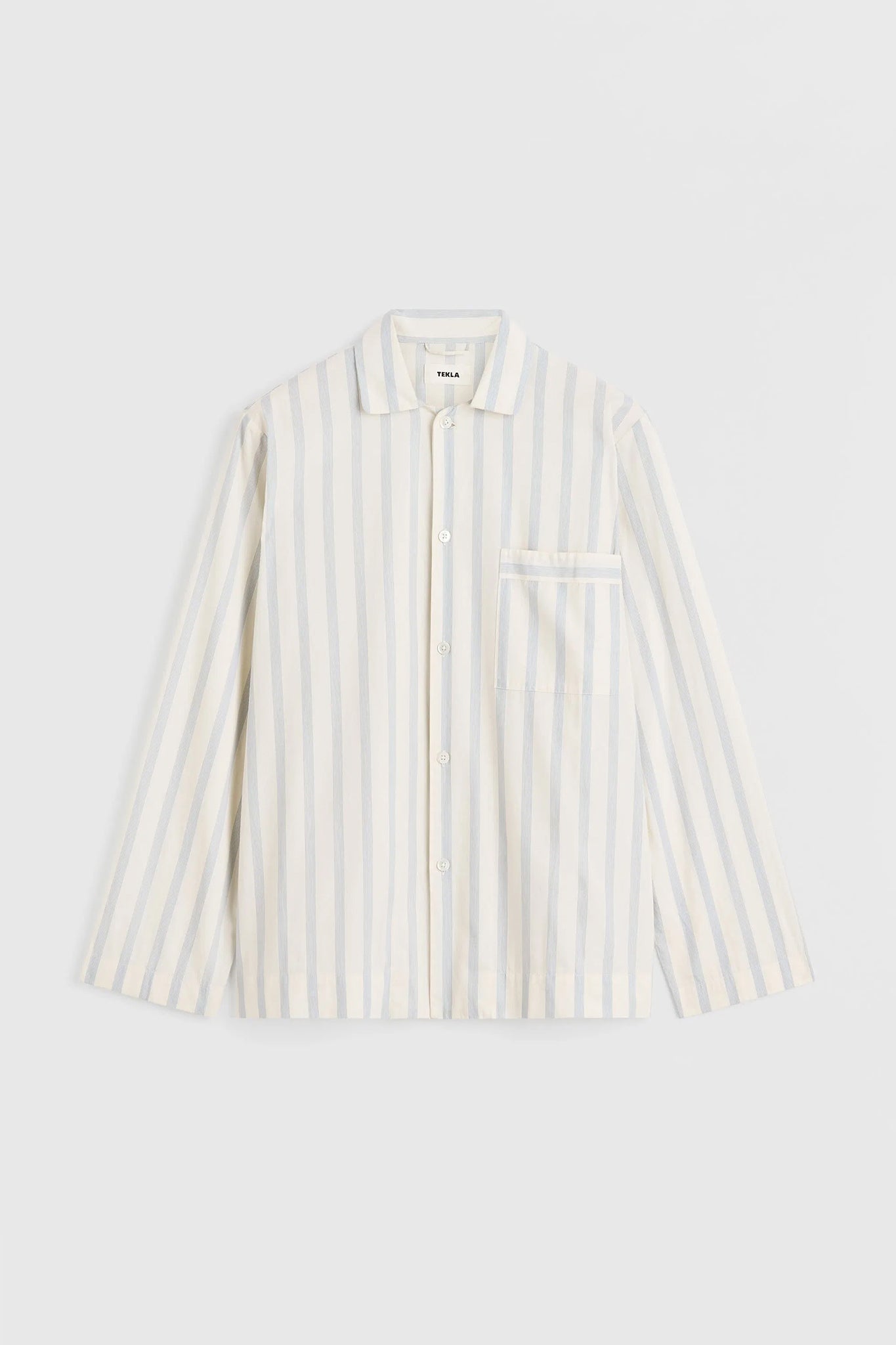 Poplin Shirt in Off-White/Blue Stripes