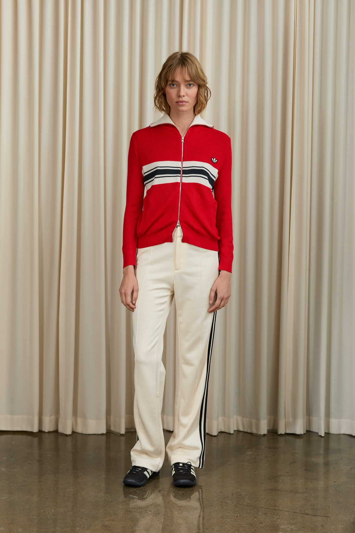 WB Knit Track Top in Red