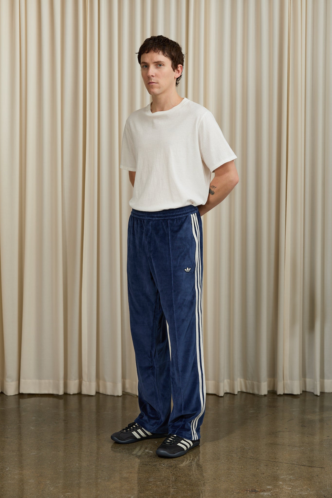 WB Velour Track Pant in Navy