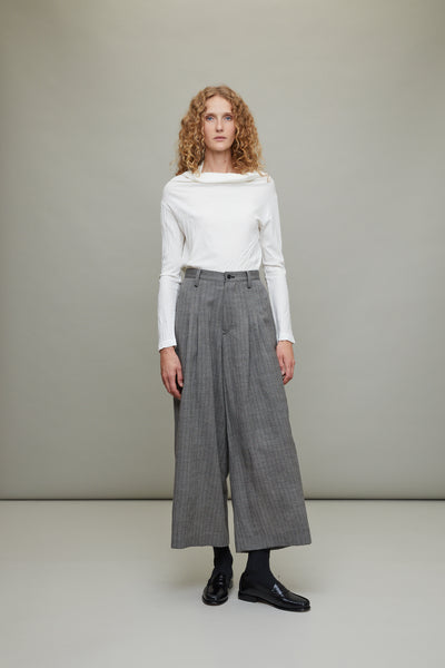 U-Double Tuck Wide Pants in Grey – L'ENSEMBLE