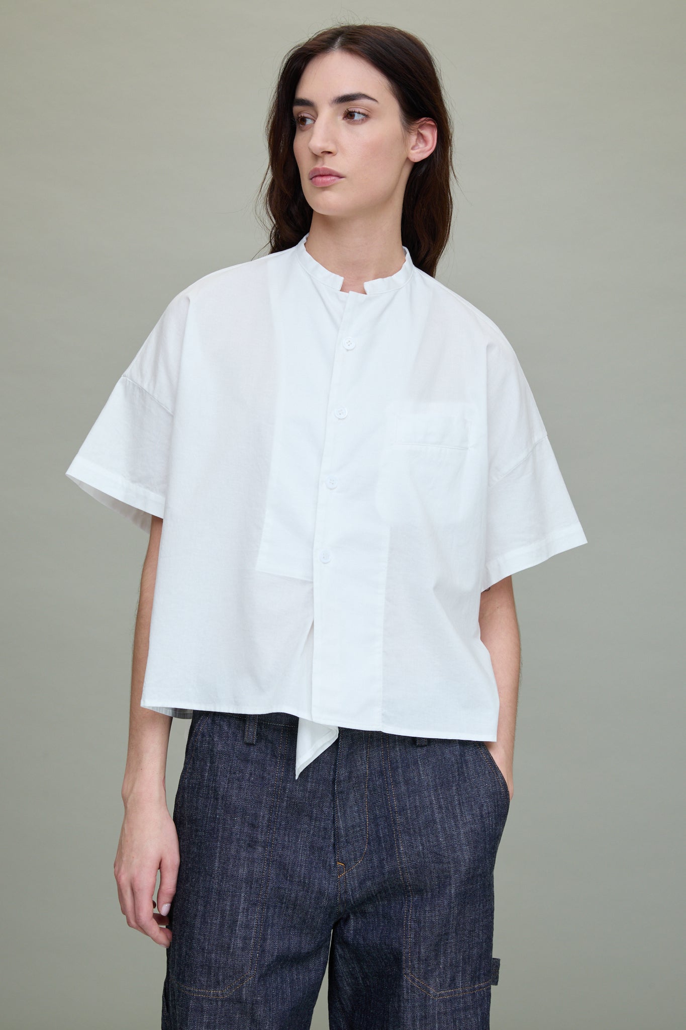 Cotton Box Blouse in White