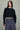 Cotton Crewneck Distressed Knit Cardigan in Black