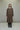 W/LI Herringbone Collarless Coat in Brown