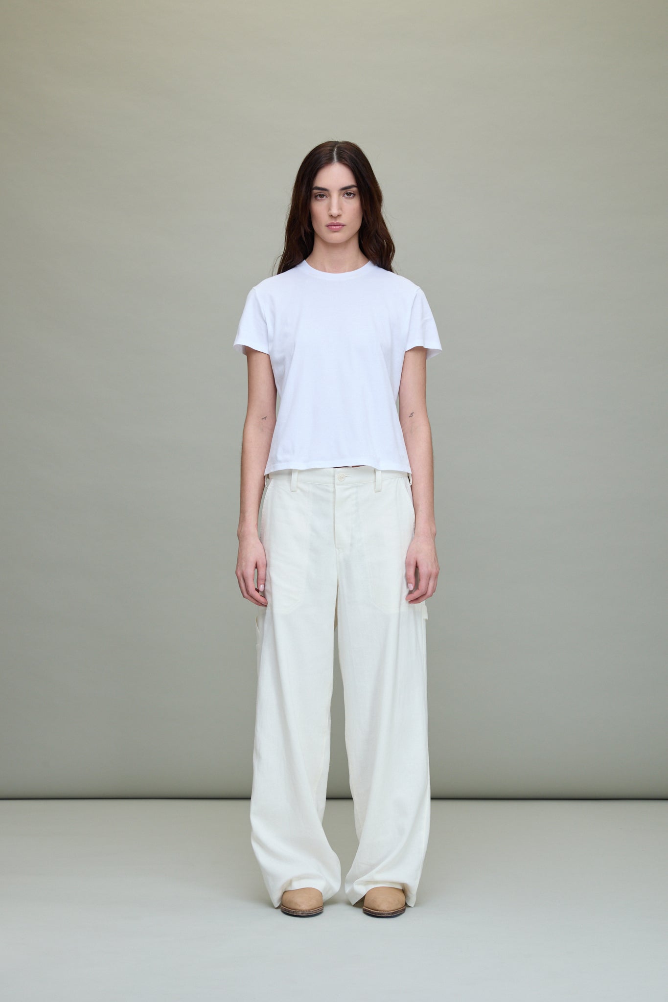 RY/LI Canvas Work Pants in Off-White