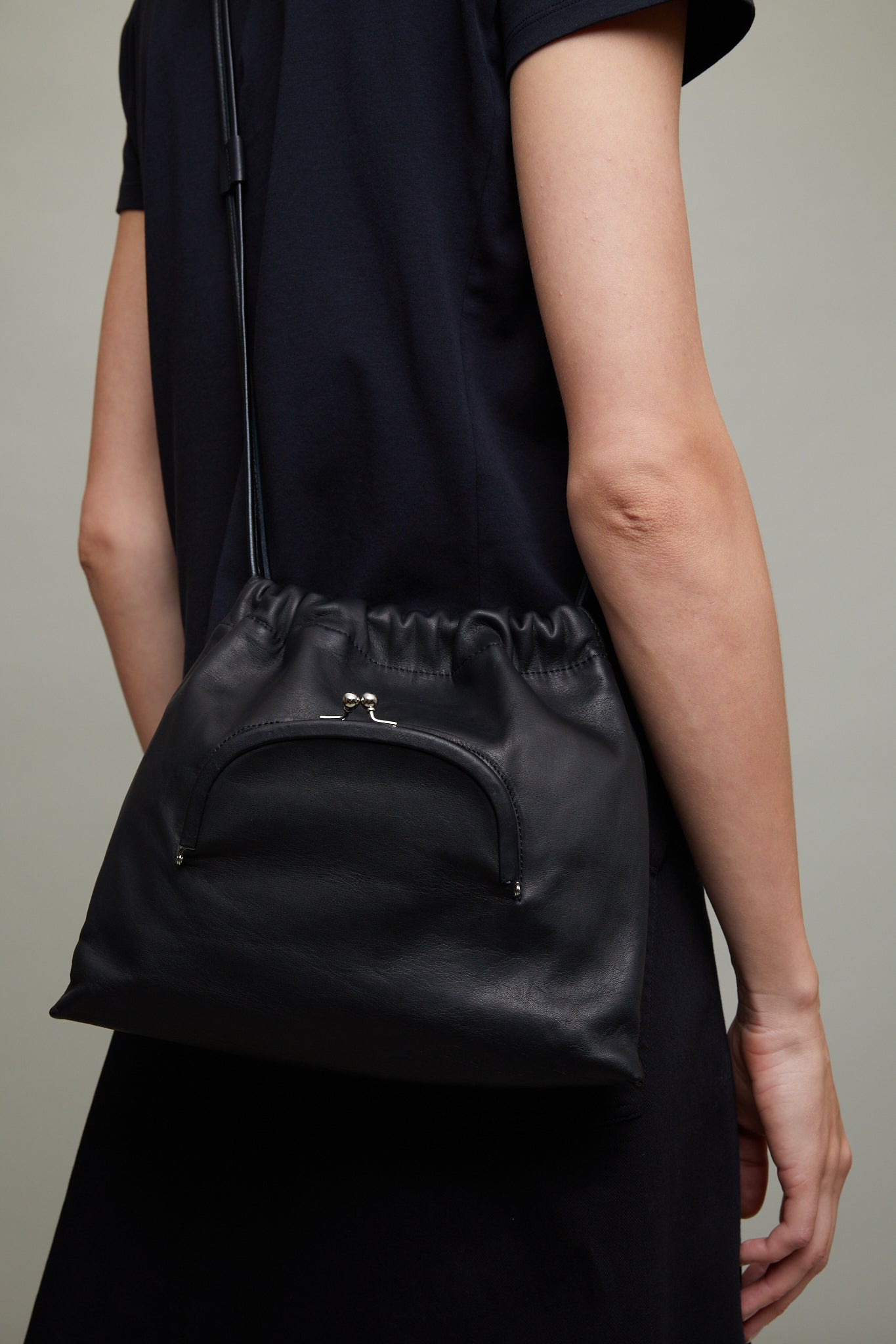 Metal Clasp Pochette in Black